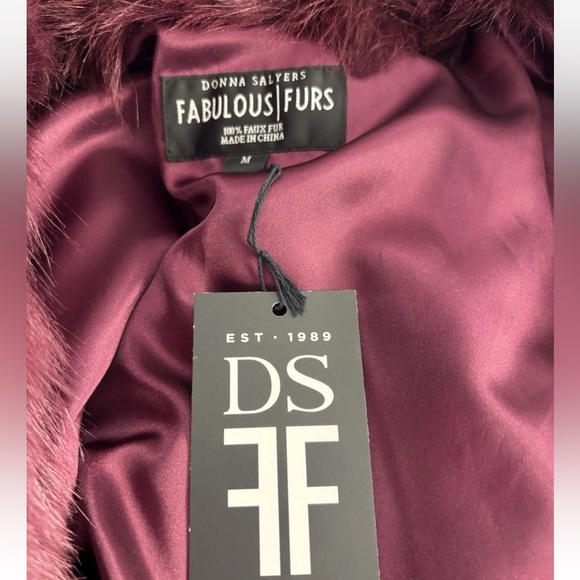 NWT Fabulous Furs by Donna Salyers M Starlet Red Faux Fur Coat Color Block - Picture 4 of 4